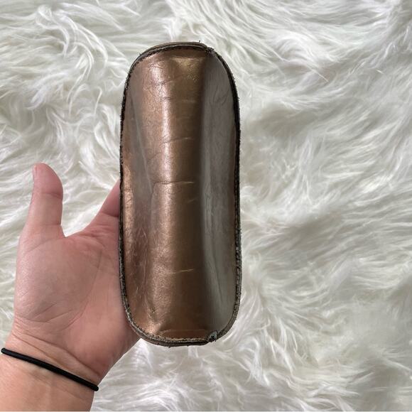 Gucci Unisex Sunglasses Case Glasses Leather Gold Bronze Velvet Interior GG Logo main image 4